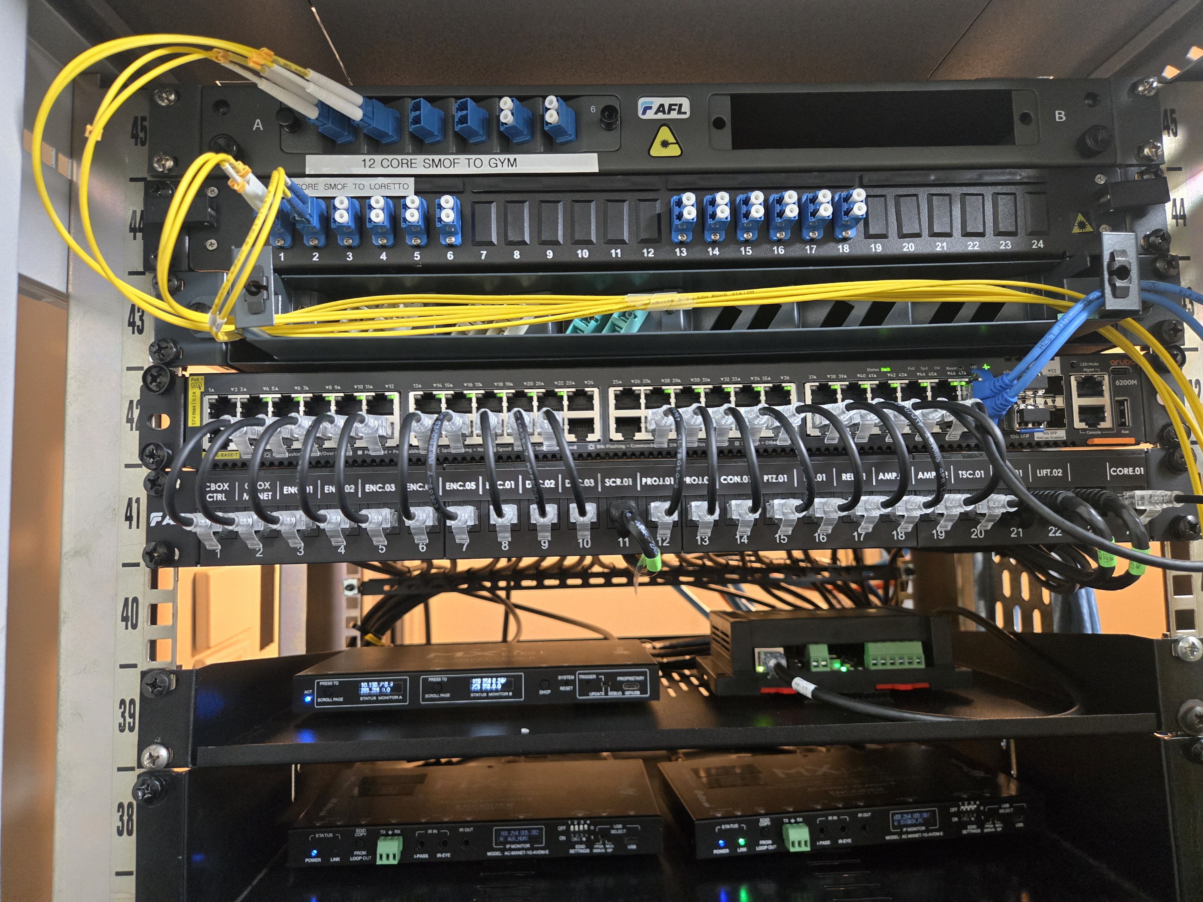 AV equipment rack installation