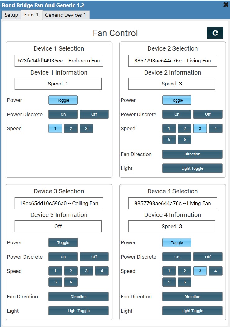 Fan control interface