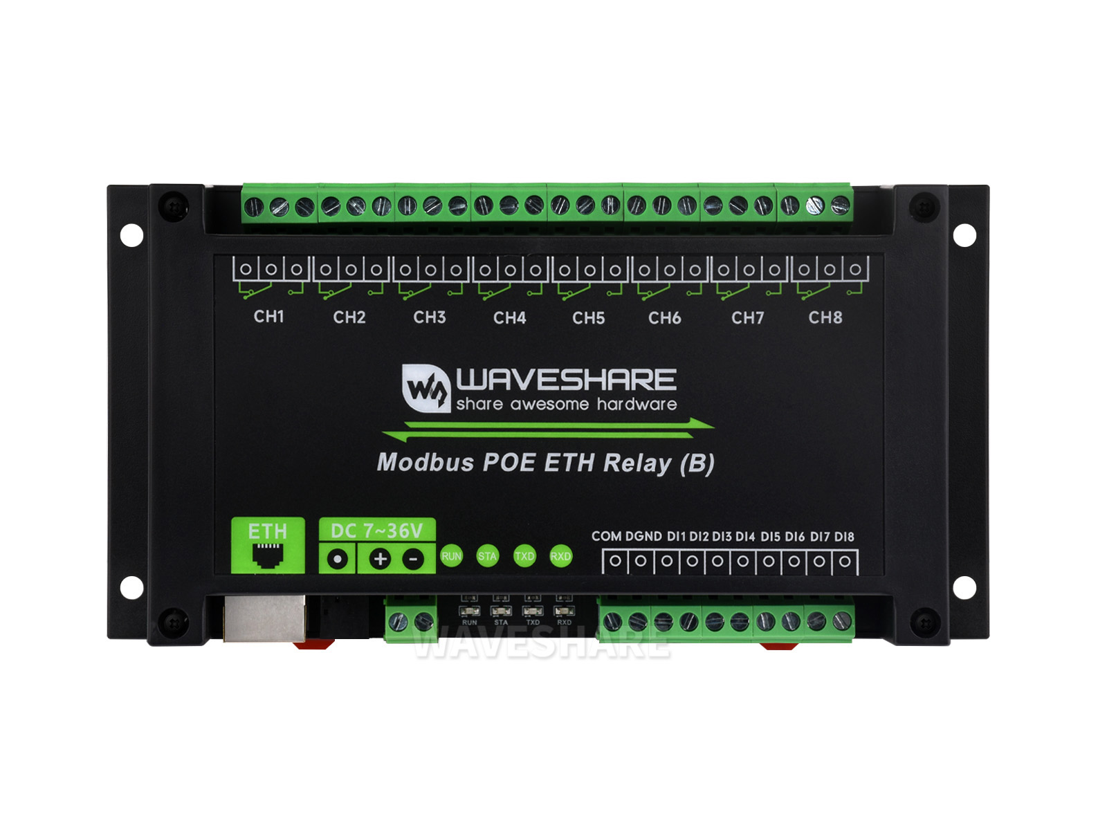 WaveShare Modbus Relay (B) module angle view