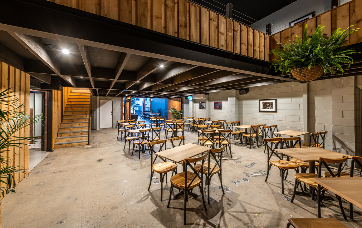 Warehouse 25 venue with bar and multi-zone audio